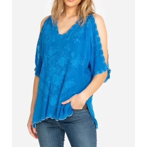 Johnny Was Kelly Cold Shoulder Blouse in Green - Picture 10 of 10